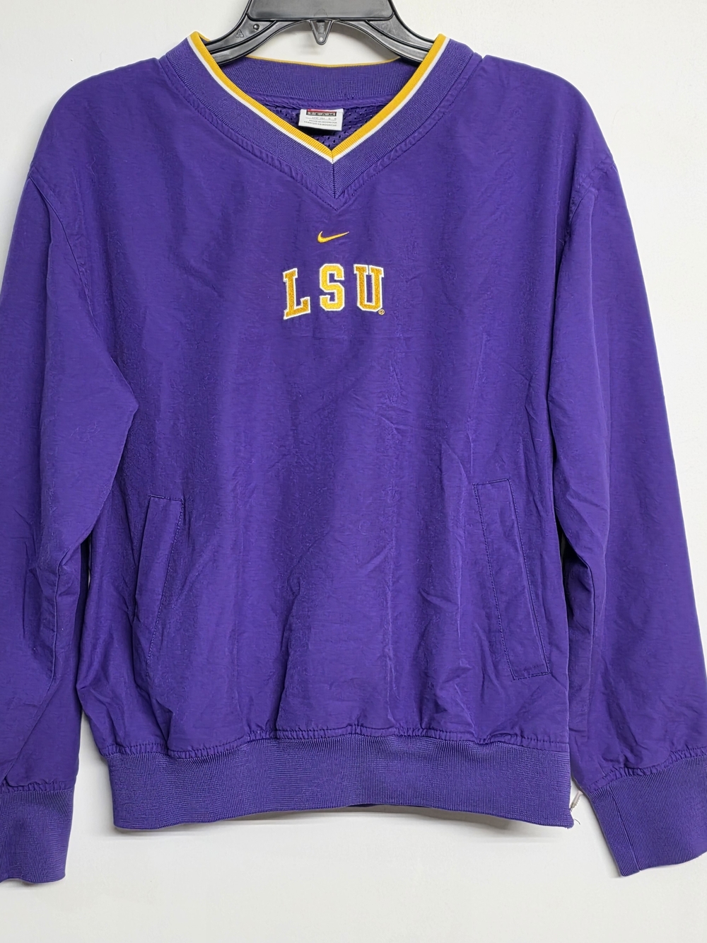 Vintage Nike LSU Tigers Pullover Windbreaker Jacket Purple Gold V-Neck L12-14